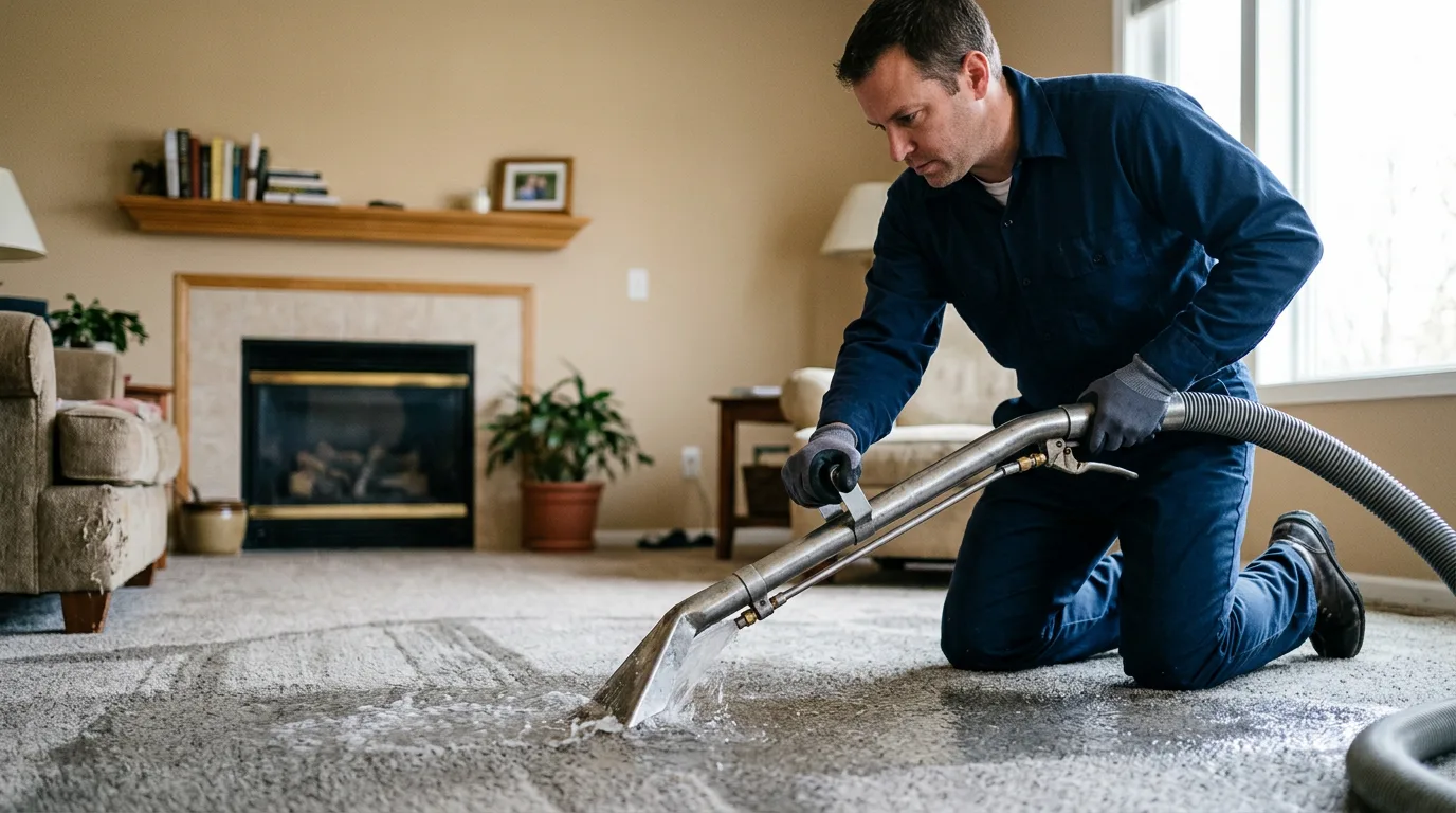 Water damage restoration technician working near Portland, ME